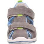 Superfit Boomerang szürke-kék focis 2 tépőzáras zárt orrú velúr-nappa bőr kisfiú gyerekszandál (1-000867-2000)