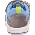 Superfit Boomerang szürke-kék focis 2 tépőzáras zárt orrú velúr-nappa bőr kisfiú gyerekszandál (1-000867-2000)