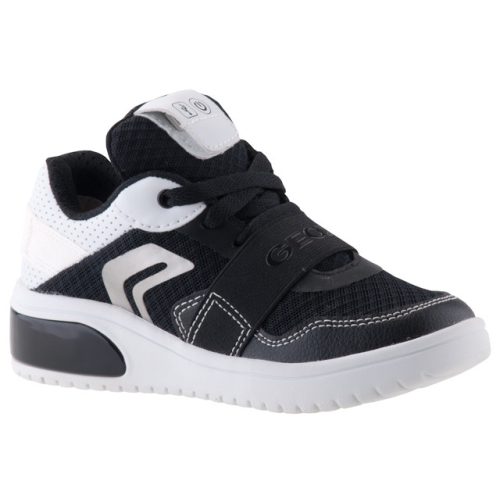 GEOX XLED BOY fekete/fehér fűzős/gumis ÍRHATÓ LEDES ON/OFF lélegző talpú cipő 31-39