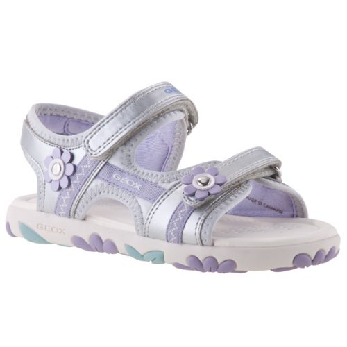 GEOX HAITI GIRL 2 tépős ezüst/lila VIRÁGOS lélegző talpú szandál 24-35