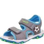 Superfit Mike 3.0 szürke-kék focilabdás 2 tépőzáras bőr-textil kisfiú gyerekszandál (1-009466-2510)