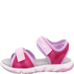 Superfit Pebbles pink-lila szívecskés 2 tépőzáras textil vízálló és gyorsan száradó kislány gyerekszandál (1-008540-5530)