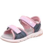 Superfit Pebbles rózsaszín-kék szívecskés 2 tépőzáras vízálló és gyorsan száradó textil kislány gyerekszandál (1-009540-8010)