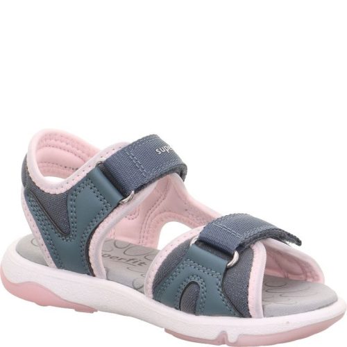 Superfit Pebbles kék-rózsa szívecskés 2 tépőzáras vízálló és gyorsan száradó textil kislány gyerekszandál (1-009544-8000)