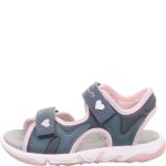 Superfit Pebbles kék-rózsa szívecskés 2 tépőzáras vízálló és gyorsan száradó textil kislány gyerekszandál (1-009544-8000)