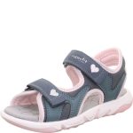 Superfit Pebbles kék-rózsa szívecskés 2 tépőzáras vízálló és gyorsan száradó textil kislány gyerekszandál (1-009544-8000)