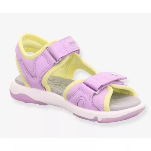 Superfit Pebbles lila-sárga szívecskés 2 tépőzáras textil vízálló és gyorsan száradó kislány gyerekszandál (1-008544-8500)