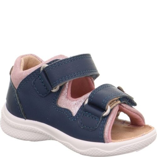 Superfit Polly kék-rózsaszín-csillogós szívecskés 2 tépőzáras nappa bőr kislány gyerekszandál (1-600097-8010)