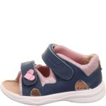 Superfit Polly kék-rózsaszín-csillogós szívecskés 2 tépőzáras nappa bőr kislány gyerekszandál (1-600097-8010)
