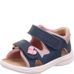 Superfit Polly kék-rózsaszín-csillogós szívecskés 2 tépőzáras nappa bőr kislány gyerekszandál (1-600097-8010)