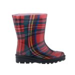 PREGO fekete talpú PIROS SKÓT KOCKÁS gumicsizma