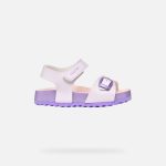 Geox J Fusbetto púder lila tépőzáras-csatos respira (lélegző) bőrhatású anyag kislány gyerekszandál
