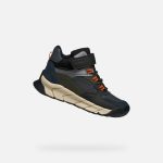 Geox J Flexyper fekete-katonazöld tépőzáras-gumifűzős amphibiox (vízálló) fiú gyerek cipő