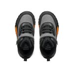 Geox J Trekkyup B ABX szürke-fekete-narancssárga tépőzáras-gumifűzős amphibiox (vízálló) bélelt téli fiú bakancs 