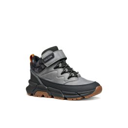 Geox J Flexyper Plus B ABX G szürke-fekete tépőzáras-gumifűzős amphibiox (vízálló) átmeneti fiú cipő   Geox J Flexyper Plus B ABX G szürke-fekete tépőzáras-gumifűzős amphibiox (vízálló) átmeneti fiú cipő