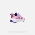 Geox J Pro-Ran lila-pink-fehér tépőzáras-gumifűzős respira (lélegző) textil kislány gyerekcipő