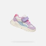 Geox B Ciufciuf fehér-lila-rózsaszín-türkiz tépőzáras-gumifűzős respira (lélegző) kislány cipő 