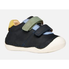   Geox Baby Tutim sötétkék-zöld-sárga 2 tépőzáras respira (lélegző) nubuk bőr kisfiú első lépés gyerekcipő