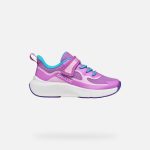 Geox J Pro-Ran akáclila-pink-türkiz tépőzáras-gumifűzős respira (lélegző) textil kislány gyerekcipő