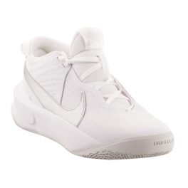 Színhibás Nike Team Hustle D 10 (GS) fehér-metál ezüst fűzős fiú sportcipő   Színhibás Nike Team Hustle D 10 (GS) fehér-metál ezüst fűzős fiú sportcipő