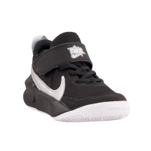 Nike Team Hustle D 10 fekete/ezüst tépős/gumifűzős cipő (27,5-35)