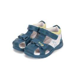   Ponte 20 kék-fehér vitorlás 2 tépőzáras supinált bőr kisfiú zárt orrú szandál