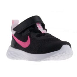 Nike Revolution 6NN fehér talpú fekete-pink tépőzáras gumifűzős lány sportcipő   Nike Revolution 6NN fehér talpú fekete-pink tépőzáras gumifűzős lány sportcipő